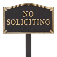 Whitehall Statement Plaque 10476 Small Wall/Lawn No Soliciting - Made in USA