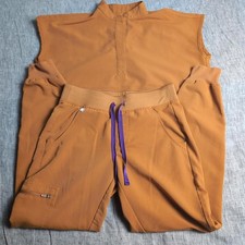 Figs Scrub Set Women's XS - Rafaela Top, Zamora Joggers - Atlantic Fall Brown