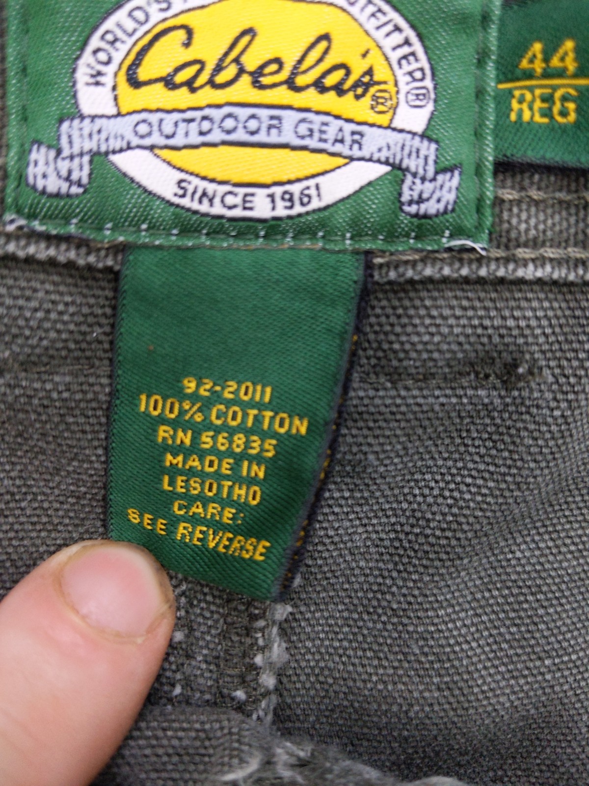 Cabelas Outdoor Gear Pants Mens 44x42 Green Cargo Work Utility Double Knee