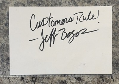 Jeff Bezos Signed 4x6 Index Card White Paper Notecard  Customers Rule  Hand Auto