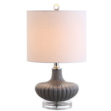 Jonathan Y 18 Gray Fluted Glass And Lucite Table Lamp Contemporary Teardrop