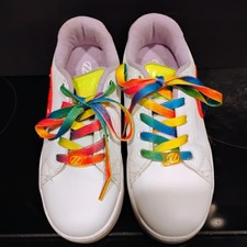 Heelys Glower HE100857 White Girls Size Y2 Pink Logo and Rainbow Laces