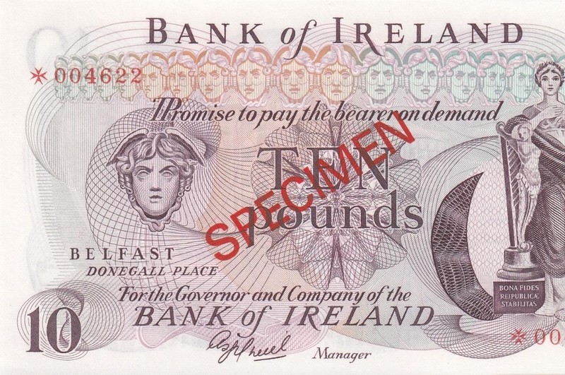 1978 BANK OF IRELAND 10 POUNDS £10 ~BELFAST~ **SPECIMEN** (( GEM UNC ))