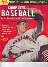 1951 COMPLETE BASEBALL WINTER EDITION- BULLET BOB FELLER FRONT-GREAT PHOTOS