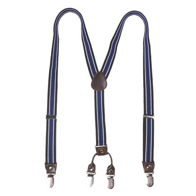 Adult Non-slip Striped Strap Braces Men's Suspenders Y-shaped Strong Four Clips