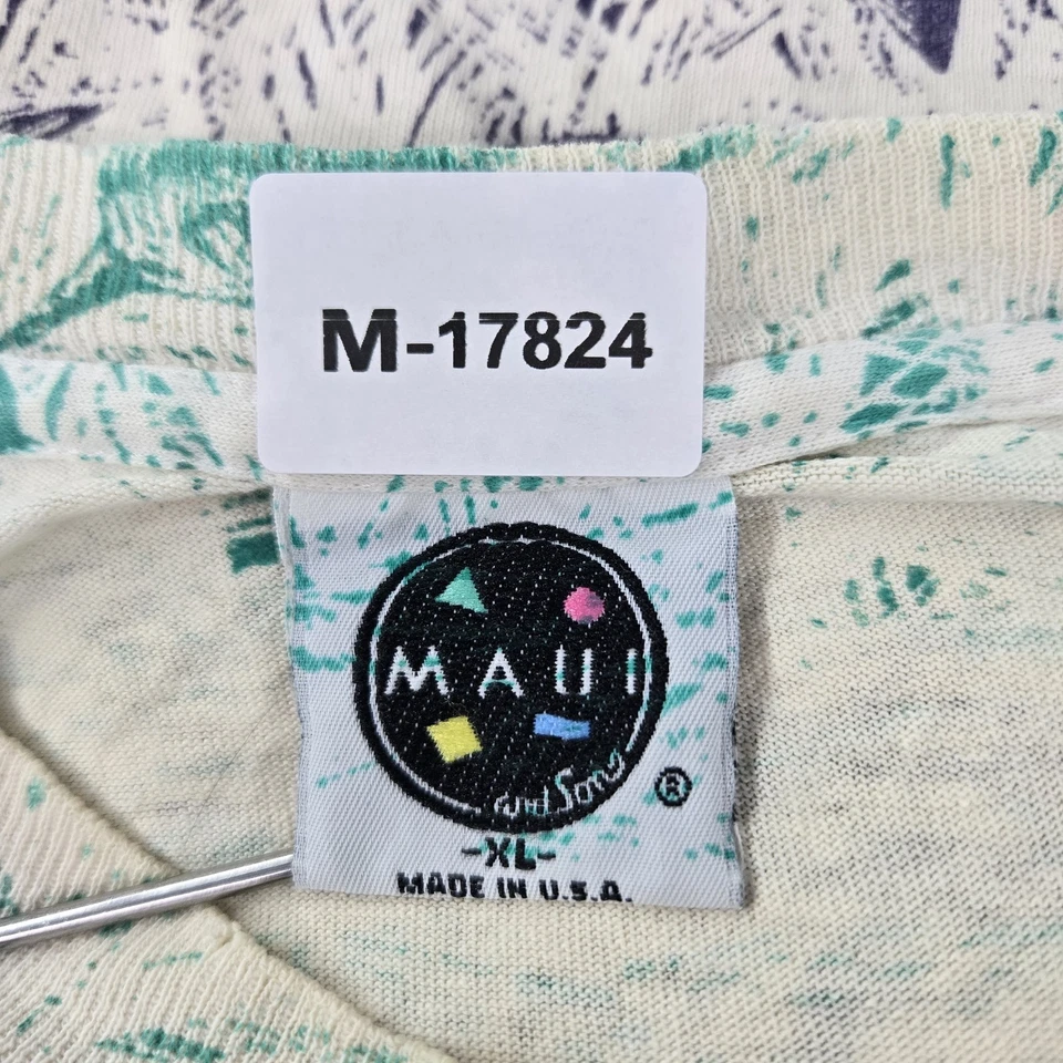 Camisa De Colección Maui Hombres XL Multi Puntada Única Todo Tiburón Años 90 EE. UU. LEER Foto 2 de 4