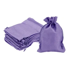25Pcs Drawstring Burlap Gift Bags 5" x 7" Linen Sack Jewelry Pouches Purple