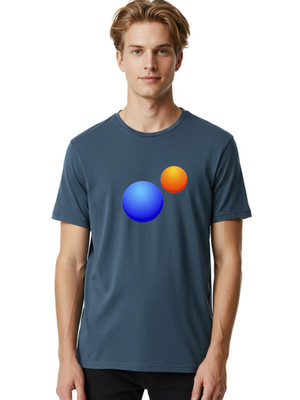 Blue-And-Orange-Spheres Mens Graphic Tee, 100% Cotton, Casual Summer Wear