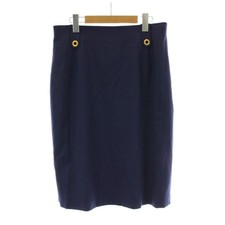 CELINE Vintage Navy Wool Knee-Length Skirt Size 46 Excellent Condition