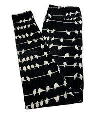 LuLaRoe Leggings OS One Size Halloween Unicorn BLACK Stripe BIRD Feather Wire