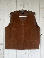 Women's Large Vintage Western Suede Leather Vest By Savannah