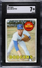 1969 Topps Baseball #216 Don Sutton Dodgers SGC 7 Super Clean Near Mint