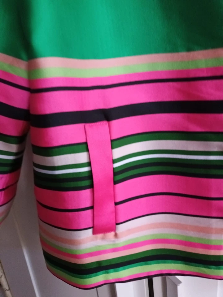 P.A.R.O.S.H. Blazer Women Pink Green Striped Silk Jacket Made in Italy - Image 3 of 4