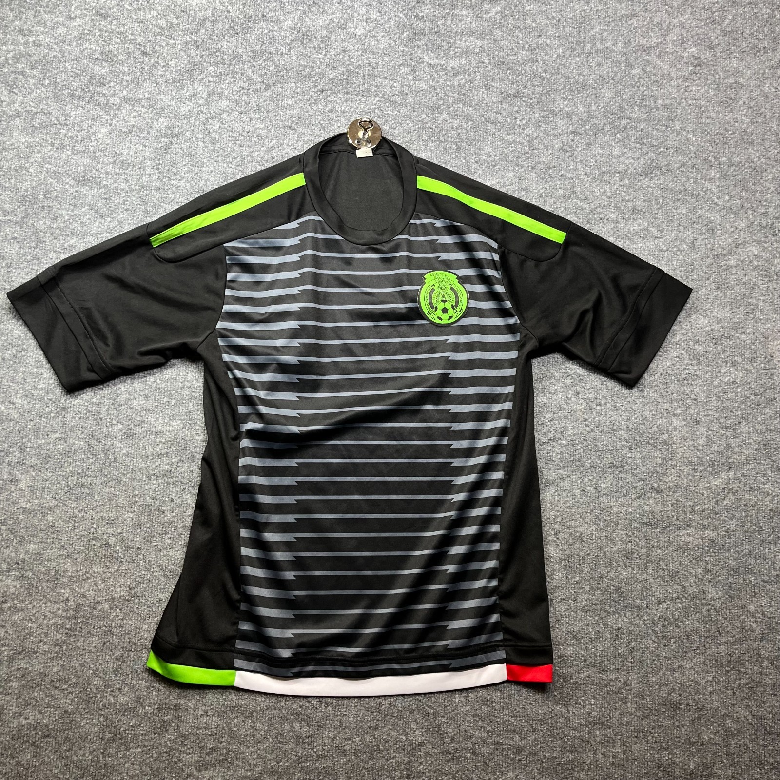 Mexico National Football Team Goalkeeper Jersey Mens Black Striped Goalie Sports