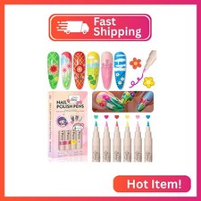 GELLAKTIK Nail Art Pens,6 Colors 0.7mm 3D Nail Polish Pens for Women