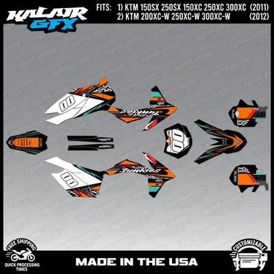 Graphics Kit for KTM Enduro 200XC-W, 250XC-W and 300XC-W (2012) Rugged-Orange