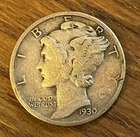 1930 Mercury Dime VF Great Depression Era 90% Silver Philadelphia Winged Liberty