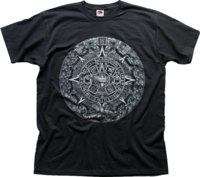 Maya aztekischer mythischer Kalender 2012 Weltuntergang schwarzes T-Shirt 0109