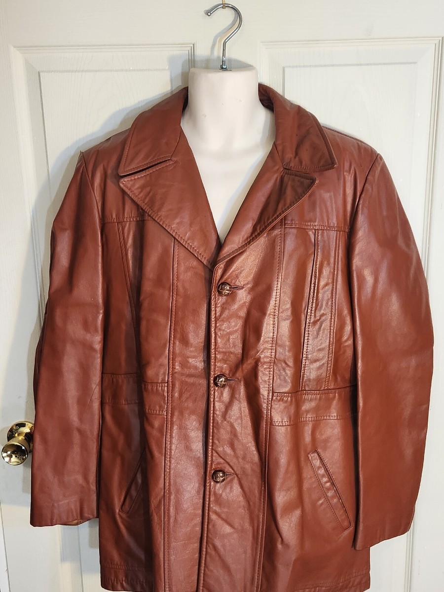 Vintage 70s JC Penney Brown Leather Jacket Size 42L Coat Vintage 70s JC Penney Brown Leather Jacket Size 42L Coat