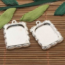 8pcs silver tone leaf design picture frame charm h3394