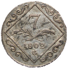 1802 G Austria 7 Kreuzer Silver Billion Romania Francis II KM#2129 #22698