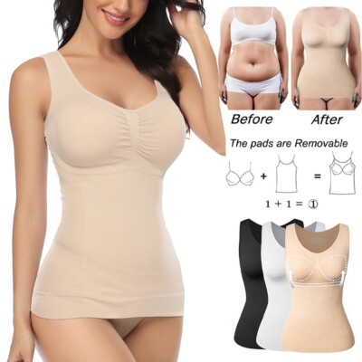 Damen BH-Hemd mit Eingebautem BH Verstellbare Mieder Tank Top Weste Shapewear