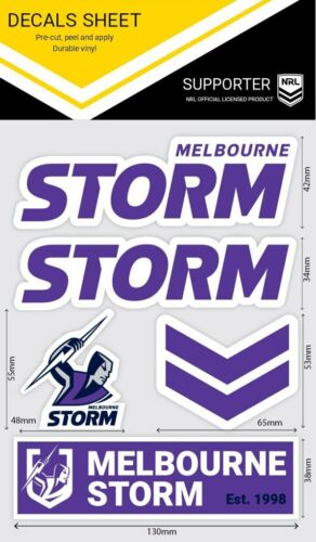 NRL Sticker Decal Sheet - Melbourne Storm - Stickers Wordmark - Afbeelding 1 van 1