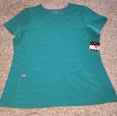 Break On Through Heartsoul Pitter Pat Womens Medical Scrub Top Green 2XL NEW