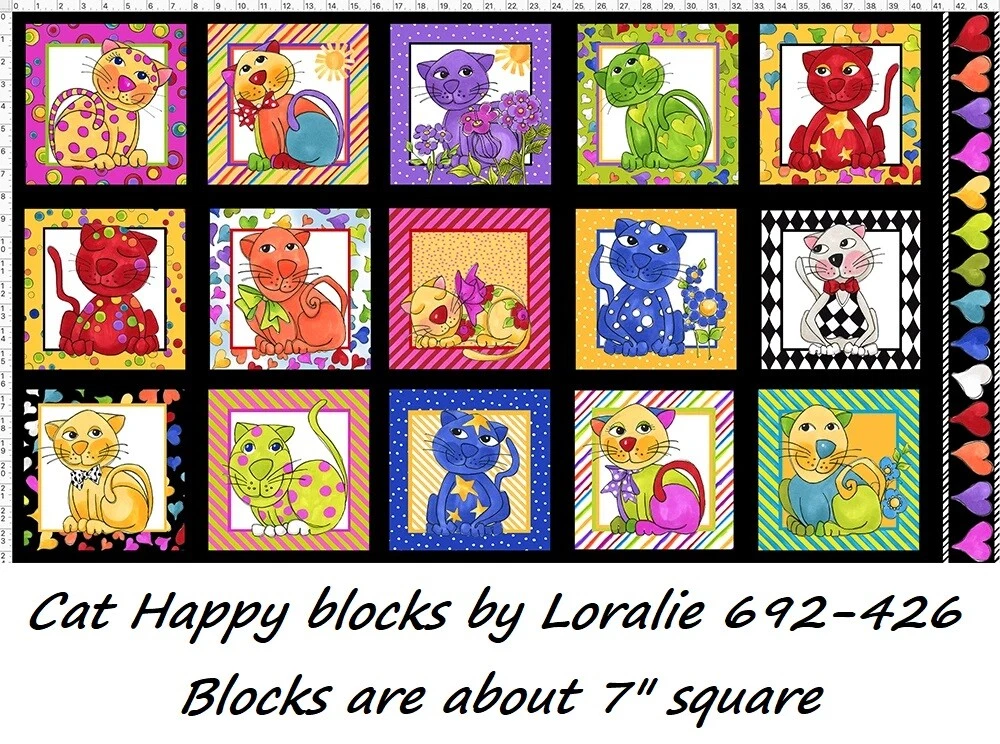 Loralie Designs Cat Fabric Panels for sale | eBay