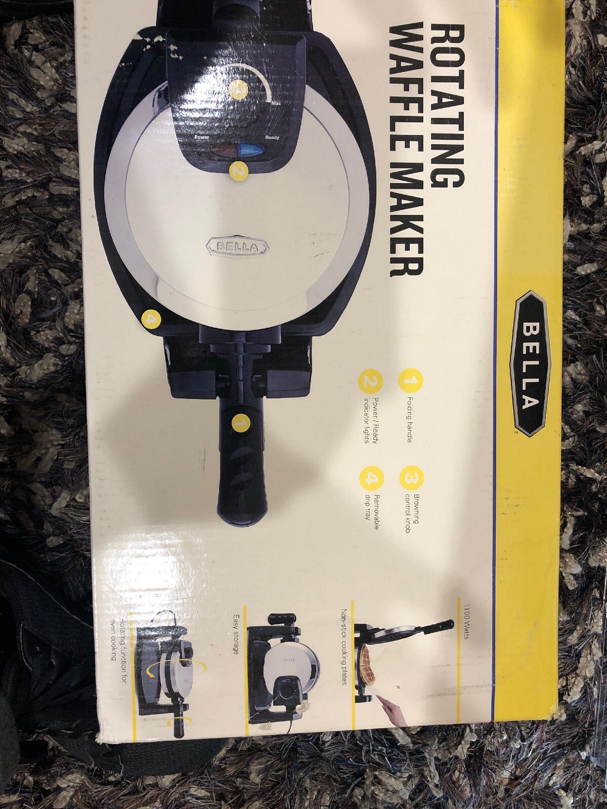 Bella 13991 Rotating Stainless Steel Waffle Maker with Non-Stick Plates-image