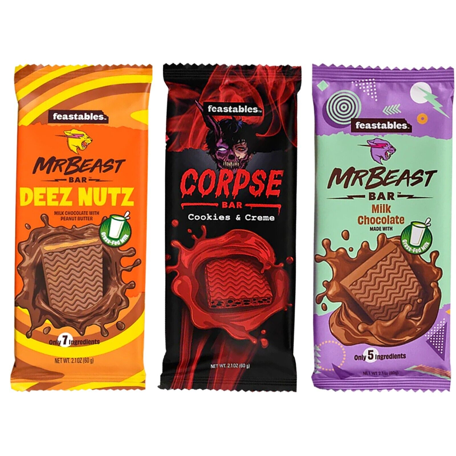  Feastables Mr Beast Chocolate Bars – NEW Deez Nuts