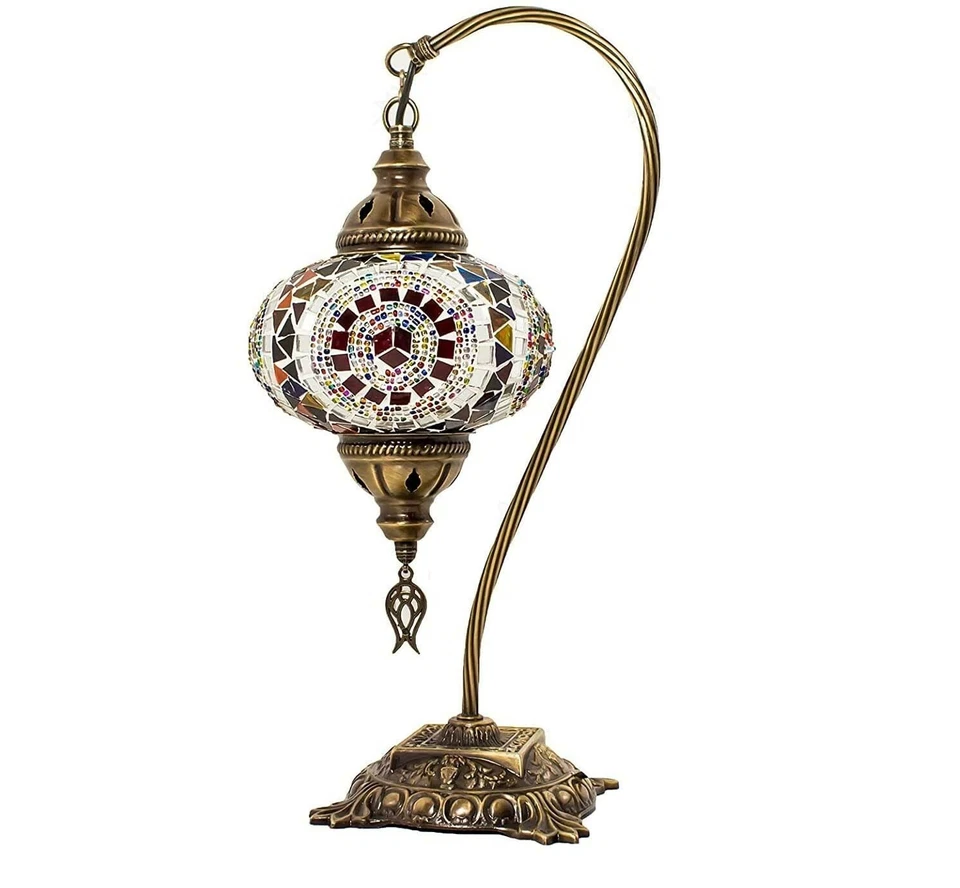 Lampe mosaïque turque marocaine fabriquée à la main Tiffany lampe de bureau - Photo 3/4