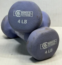 Series 8 Fitness 4 lb PAIR Neoprene HEX Dumbbell 8 lbs Total Blue RUBBER COATED