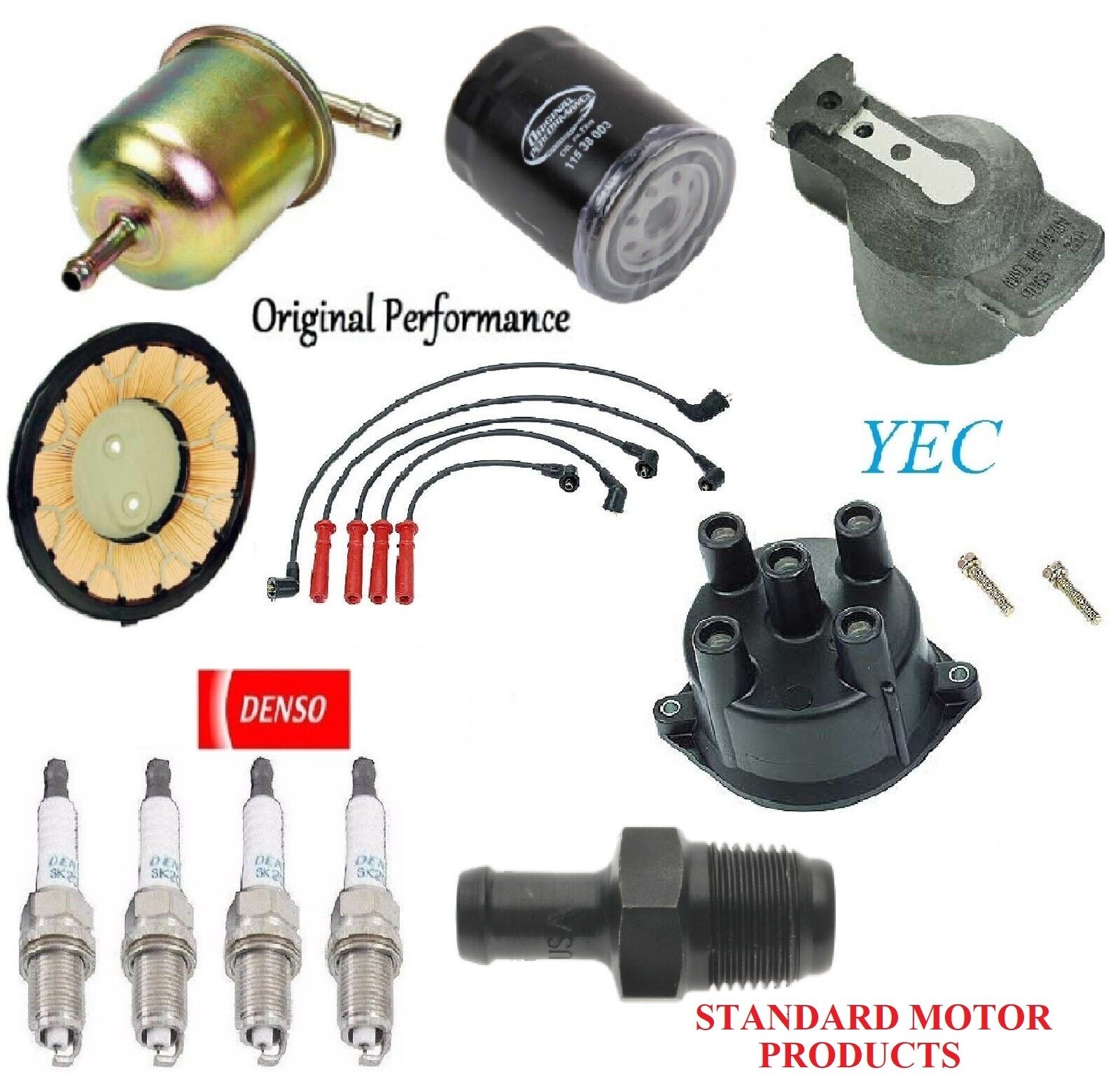 Tune Up Kit Filters Rotor Spark Plugs Wire for Nissan D21 L4; 2.4L 1993