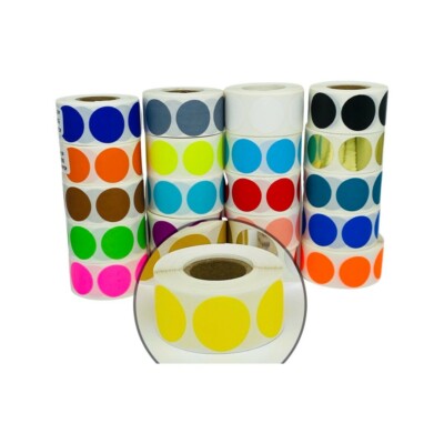 One Roll of 500 3'' Round YELLOW Color coded Inventory Dots Labels Stickers