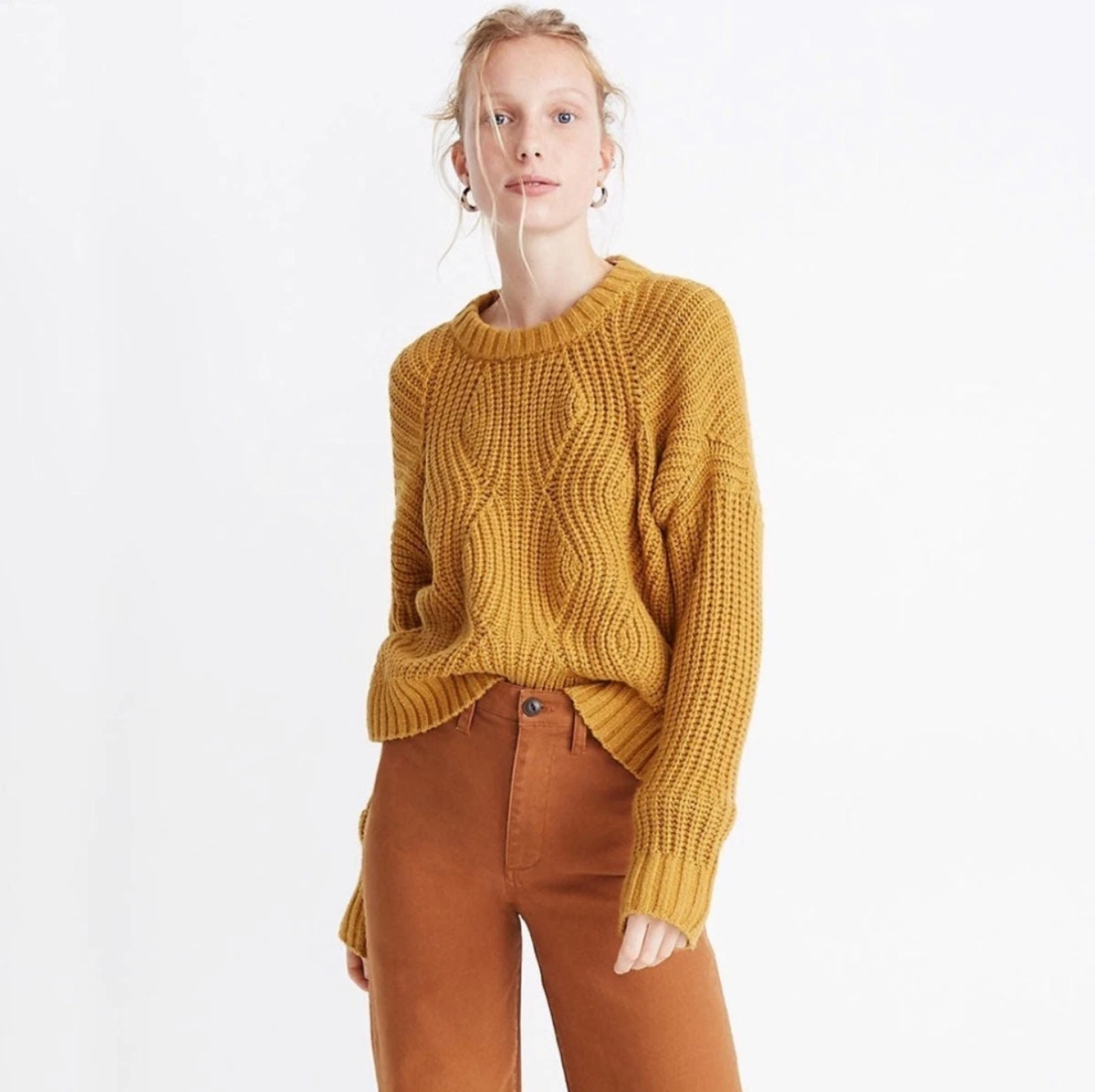 Madewell Everett Rib-Play Pullover Sweater in Heather Cumin Size Small |  eBay