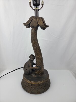 26'' Tall Coconut Palm Tree Monkey Table Lamp Bronze Look 