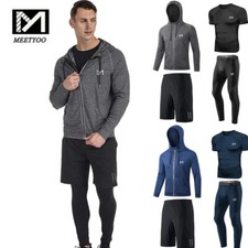 Mens 4pcs Men's Compression Sets Pants Short Sleeve Sleeve Shirt Jacket Shirt