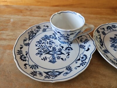Pair of 2 Vintage Blue Danube Blue Onion Pattern Snack Plate and