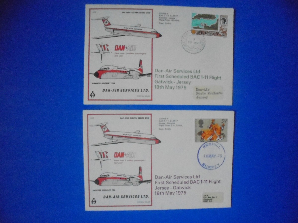 DANAIR UK BAC 1-11 FIRST FLIGHT COVER 18TH MAY 1975 Gatwick