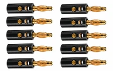 10 x Audio Speaker Wire Cable Screw Banana Plug Connector Gold Contact Black