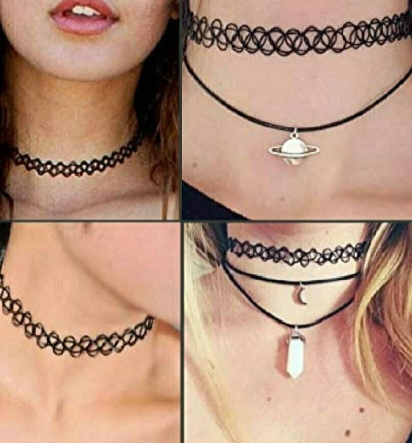 Tattoo Choker, 24 Pack Choker Necklace Set Henna Tattoo Stretch Ela