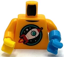 Lego New Minifig Bright Light Orange Torso Red White Retro Space Rocket iPart
