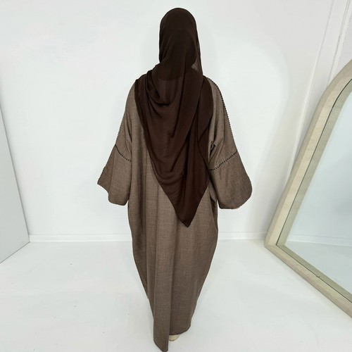 Open Kaftan Abaya Dubai Women Long Dress Modest Muslim Robe Gown Ramadan Clothes - Foto 9 di 21