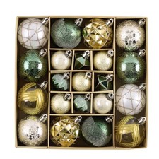 DecorbyHannah Christmas Ornaments Set Decorations, 21ct Green and Gold Emeral...