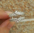 2ct Round Real Moissanite Wedding Enhancer Wrap Guard Ring 14k White Gold Plated