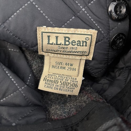 L.L. Bean Maine Guide Wool Pants w/ PrimaLoft Grey Plaid Men’s 44x29 - Picture 4 of 6