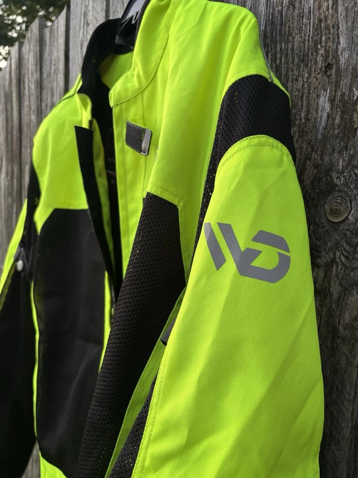 Chaqueta de motocicleta WD Motorsports para hombre 2XL alta visibilidad amarilla negra malla equipo de conducción Foto 4 de 4