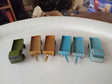 Matchbox Lesney No1  2xMercedes Trucks And No 2 Two Green Two Gold Trailers