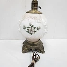 M.C. CO GIM 644 Antique Lamp - White Milk Glass Floral Painted Globe